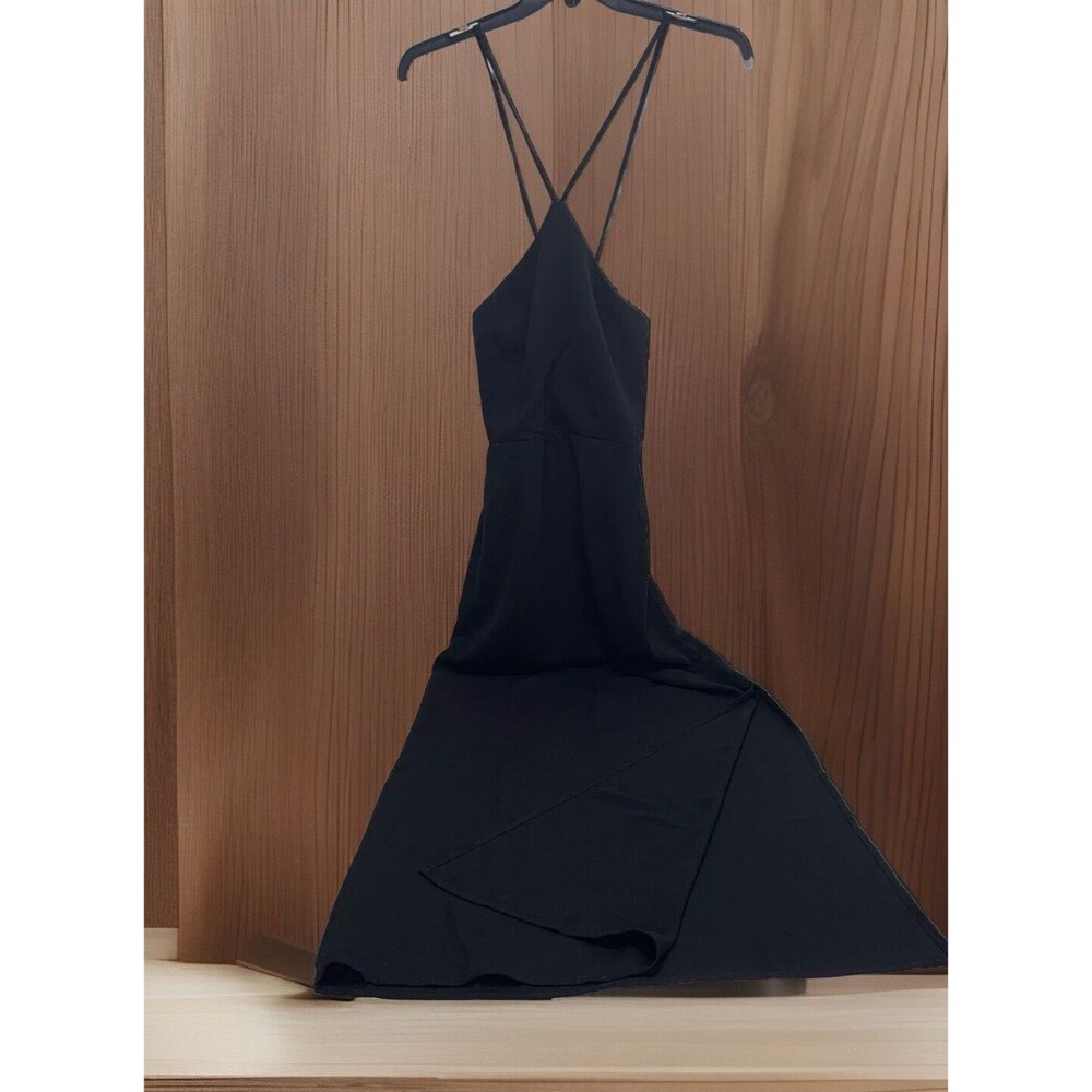 Tobi Maxi Dress Juniors Solid Black Open Cross Back Sheath Sleeveless Zip M